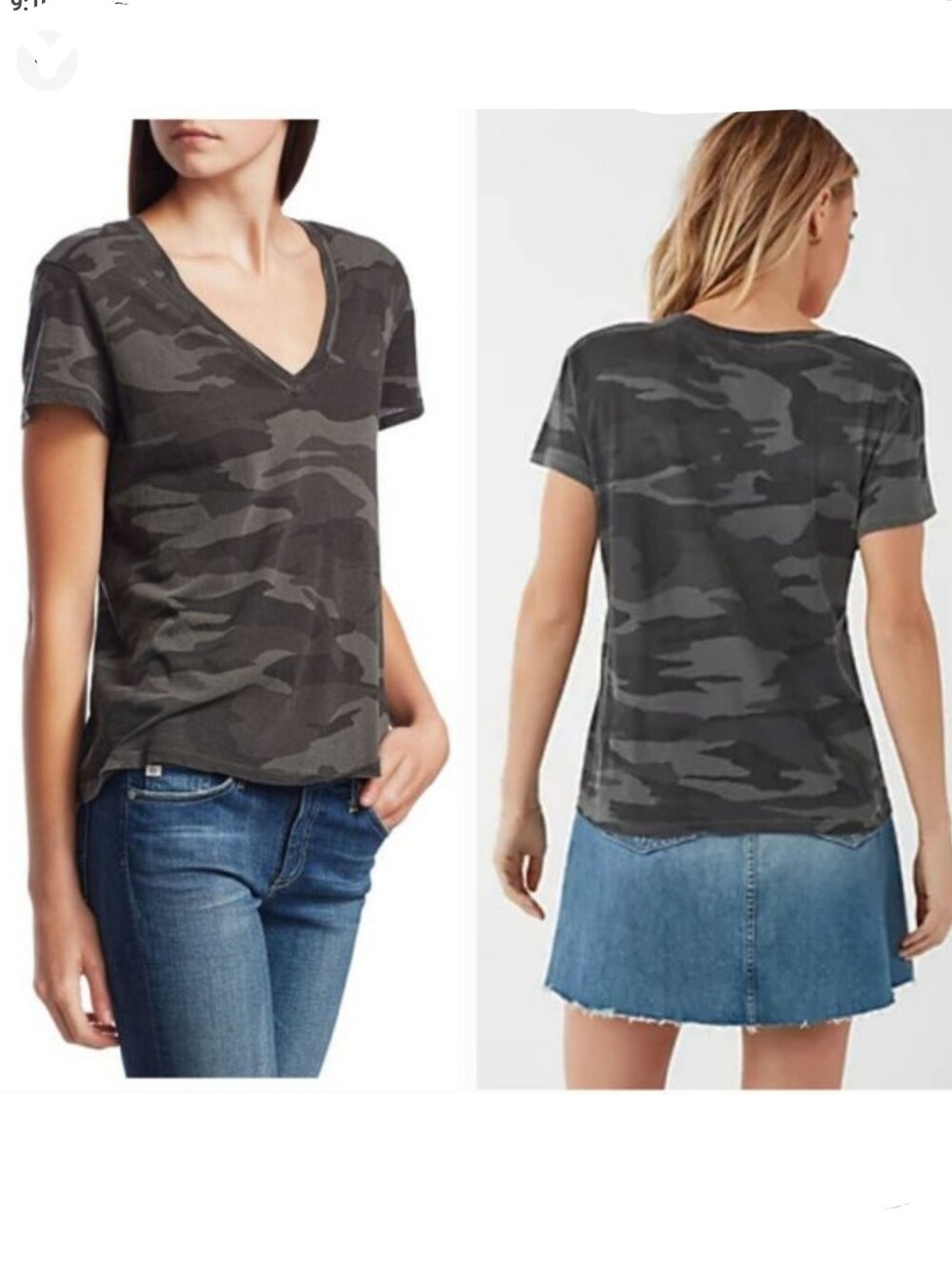 NWT Splendid Kate Camo V Neck Casual Soft Short Sleeve Tee Top Size XS